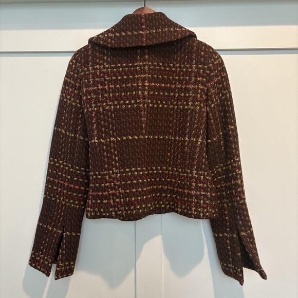 Vintage Garfield & Marks Jacket Womens 6 Brown Plaid Winged Collar Wool Made USA - Picture 6 of 11